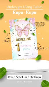 ( ISI 30 PCS ) UNDANGAN ULANG TAHUN KUPU - KUPU | Undangan ULANGTAHUN / ULANG TAUN / ULANGTAUN | Undangan ULTAH | Undangan PESTA / PARTY | BIRTHDAY CARD | KARTU UCAPAN
