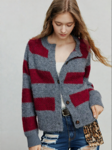 Toyouth | Fall New Lazy Style Color-blocked Striped Sweater Coat