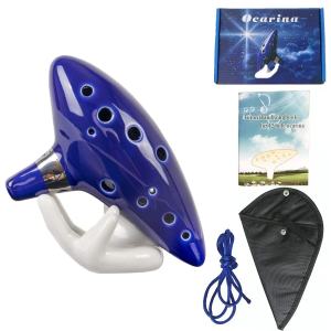 Ocarina12 Tones Alto C Gốm Ocarina Nhạc Cụ Với Bài Hát Cuốn Sách Cổ Chuỗi Cổ Dây Mang Theo Túi Màu Xanh