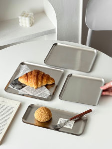 Industrial Style Stainless Steel Rectangular Coffee Platter for Hand-Poured Coffee Dessert Serving Dish Food Grade Plate