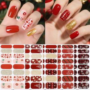 สติ๊กเกอร์ทาเล็บเรืองแสงคริสต์มาส - สติ๊กเกอร์ติดเล็บแบบมีกาวในตัว 16 ชิ้น ของขวัญศิลปะเล็บ DIY ที่สมบูรณ์แบบสำหรับวันหยุด