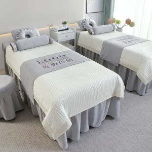 Internet Celebrity New Beauty Bedspread Four-Piece Set High-End Entry Lux Seersucker Cream Style Beauty Salon Massage Bed Sheets Class A