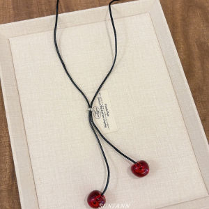 Red Cherry Pendant Necklace Womens Long Sweater Chain Drawer Pullout Simple High-End Feeling Quality Versatile Neck Chain