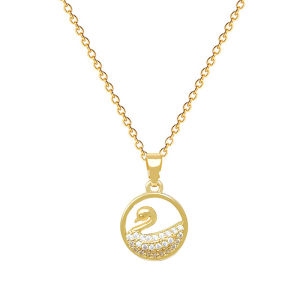 Elegant Hollow Round Swan Luxury Necklace for Women Versatile Titanium Steel Chain Lockbone Chain Jewelry Accessory