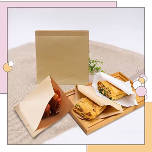 100Pcs Food Oil-Proof Paper Bag Kraft Paper Food Hamburger Sandwich Storage Bag