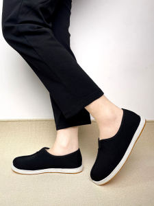 New Old Beijing Handmade Mens Cloth Shoes Breathable High-End Soft Bottom Wear-Resistant Cow Tendon Bottom Slip-On Casual Shoes
