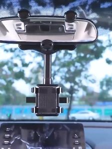 [Philippines delivery]360° Car Rearview Mirror Phone Holder for Car Mount Phone and GPS Holder Support Rotating Adjustable Telescopic Phone Stand