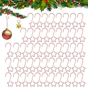 50Pcs Christmas Star Hooks S Shaped Metal Hook Xmas Tree Hook Christmas Ornaments Hanger Hooks Home Christmas Party Supplies