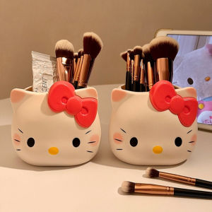 Cute Hello Kitty Cosmetic Brush Storage Container Desktop Stationery Pen Multifunctional Cosmetic Storage Box Rack Ornaments