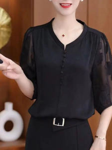 QIAOXIZI | Áo Thun Mỏng Giảm Cân Trẻ Trung cho Phụ Nữ Trung Niên