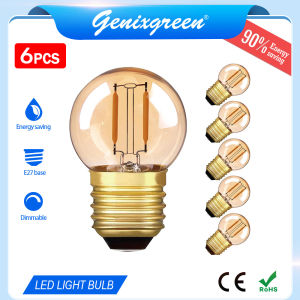 6 Gói Bóng Đèn LED Dây Tóc Mini Bóng Đèn Thủy Tinh Màu Hổ Phách 2200K Màu Vàng Ấm Áp E27 Bóng Đèn Trang Trí Nhà Cổ Hoài Cổ 1W Để Thay Thế Đèn Chùm