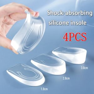 2pcs/4pcs Invisible Elastic Heel Pads Silicone Shock Absorbing Insoles Mens and Womens Arch Support Height Increasing Insoles
