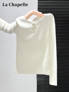 La Chapelle | Seductive V-Neck Long Sleeve Knit Sweater Slimming Bow Tie Design