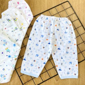 1 Quần sơ sinh cotton cao cấp JOU | Mẫu Quần Dài Họa Tiết | Size 123 cho bé sơ sinh - 9kg | Quần áo sơ sinh