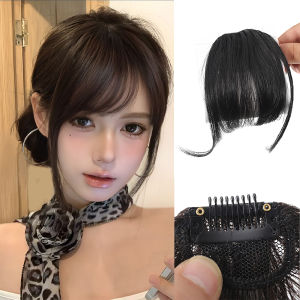 สังเคราะห์ Air Bangs Hairpiece ผู้หญิง Mini ปลอม Bangs สีดําสีน้ําตาล Hairpiece Extension สําหรับหญิง