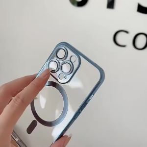 Ốp Lưng Trong Suốt Từ Tính Mạ Cao Cấp Cho iPhone Pro Max 16 17 18 Pro - Vỏ Bảo Vệ Ống Kính TPU PC Tương Thích Với iPhone 15 13 14