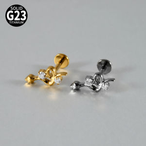 G23 Titanium Butterfly Zircon Lip Studs Internal ThreadOpal Moon Ear Helix Tragus Cartilage Helix Earrings Body Piercing Jewelry