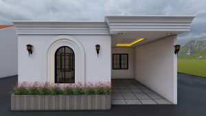 Jasa Desain Rumah Modern Classic Tropical Minimalist 3D Exterior 1 LANTAI