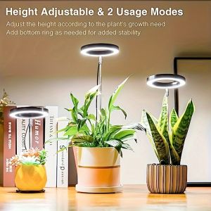 Grow Light Full Spectrum Light LED Grow Indoor Height Angle Adjustable Ring Grow Light Timer Height Adjustable USB Powered
