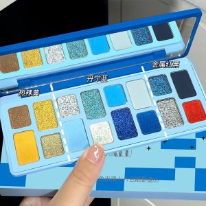 Childrens Stage Makeup Blue Eyeshadow Palette Performance Cosmetic Glitter Non-toxic Professional Eye Color Palette