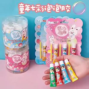  Random Color Bubble Balloons Blow Plastic Bubbles Enjoy Nostalgic Bubble Blowing Game Elastic Bubble with Straw Party Game