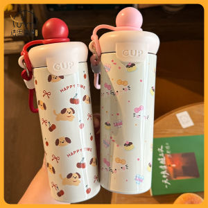 Fasimiyu แก้วน้ำ 500ML แก้วเก็บความเย็น 316 สแตนเลส แก้วน้ำเก็บอุณ แก้วพร้อมหลอด ดีไซน์น่ารัก พกพาสะดวก เก็บอุณหภูมิได้นาน Thermos Bottle