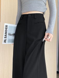 Black High Waist Drapey Casual Pants Womens Spring Autumn 2026 New Style Versatile Loose Wide Leg Trousers Korean Style