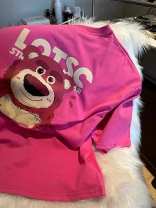 Cartoon Pure Cotton Short Sleeve T-Shirt Women Summer Loose round Neck Student Anti-Aging Top Street Style Casual Wear