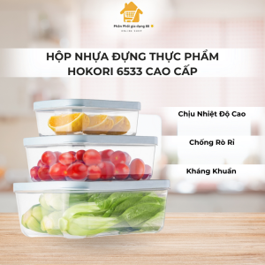 Hộp Lạnh Bộ 3 Hộp Nhựa Đựng Thực Phẩm HOKORI 6533 Cao Cấp Chịu Nhiệt Độ Cao Chống Rò Rỉ Kháng Khuẩn