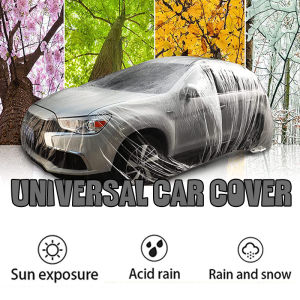 Disposables Transparent Car Cover PE Full Car Shield Waterproof Dustproof Anti-Scratch Car Rain Cover with Elastic Band