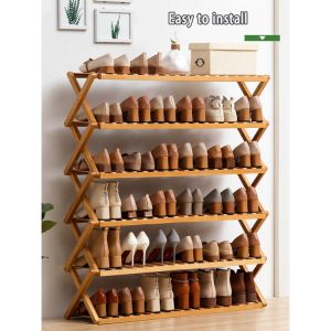 6-Layer Bamboo Shoe Rack Organizer: A Stylish Living Room Solution
