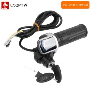 36V 48V 60V Electric Bicycle Throttle Grip E-bike Handlebar with Lock Ebike Scooter Accelerator Power Indicator Key LED Display