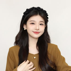 SAVPIR Black Beaded Crystal Hairband Womens Wide Brim High Hairline Unique Design Summer Fashion Accessory Original Creation