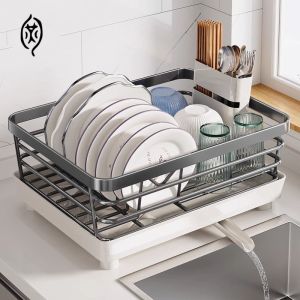 Dish Drying Rack Dish Rack with Drainer Over Sink Adjustable Dish Basket Drainer with Telescopic Arms Functional Kitchen Sink Organizer