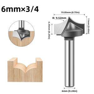 Dao Phay Tạo Hình Tròn Mũi Nhọn 6mm 1/4" 12mm 1/2" Dùng Cho Chế Biến Gỗ Hợp Kim Vonfram Coban Tạo Đường Viền Tạo Cạnh Vát