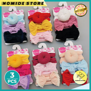 BANDANA BAYI KOREA ANAK PEREMPUAN MOTIF BULAT PITA 3in1 HEADBAND BANDO FASHION IMUT AK37 NOMIDE