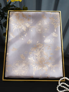 Elegant Silk Double Layer Flower Luo Bandeau Scarf with Button Chinese Style High End Gift Wrap for Women Fashionable Multi Season