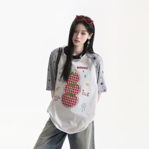 zuocisankon | Vintage American Embroidered Raglan Oversized Tee