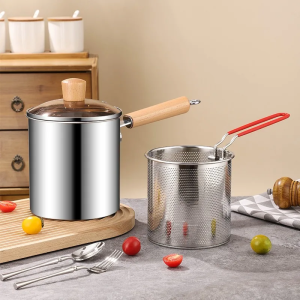304 stainless steel frying pot small frying pot with filter mini oil-saving deep pot -- cooking utensils -- non-electric