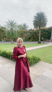 Ghazlan Fashion - Khanza Dress Bahan Satin Velvet Size M L XL XXL Busui Friendly / Baju Gamis Wanita Lebaran 2026 / Dress Kondangan / Dress Bridesmaid