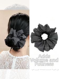 PINK EMPRESS | Large Wavy Pattern Scrunchie for Top Bun and Ponytail