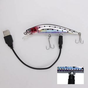 Mồi Câu Cá Điện Tử Sống Động Như Thật Sạc USB Có Rung Và Đèn LED Mồi Phát Sáng Mô Phỏng Cá Nhỏ Dùng Cho Câu Cá Biển Sông Và Suối