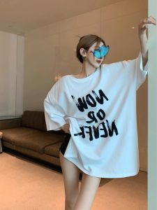 Áo Thun Nữ Tay Ngắn Dáng Rộng Màu Kaki Phong Cách Retro Mỹ Mùa Hè Thiết Kế Chữ T-shirt Thoải Mái Dài Vừa Phải