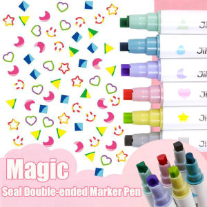 Magic Seal Double-Headed Marker DIY Creative Drawing Student Color Handbook Highlighter School Office Stationery Supplies