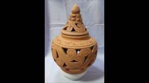 โคมไฟ โคมไฟดินเผา โคมไฟหัวเสา ดินเผา ขนาด 28x35 cm. โคมไฟริมรุั้ว ในสวน