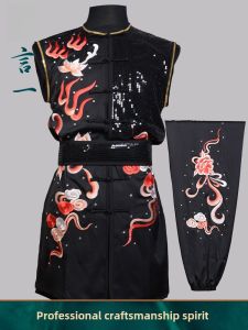 Yan Yi Martial Arts Wear New Sleeveless Boxing Suit Men Practice Competition Clothes Can Be Customized Long Sleeves Womens Style Performance Wear