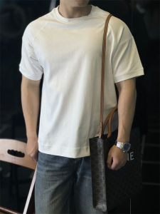 Retro Japanese Design Short Sleeve T-Shirt Mens Commute Half Sleeve Spring Summer New Pure Color Mens Clothing Fashion Urban Basic Loose Fit