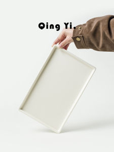 Creative Ceramic Tea Tray Long Rectangle Plate Sushi Dish Dessert Plate Dry Foam Tea Cup Holder Chinese Style Dining Utensils