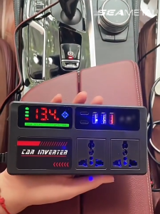 SEAMETAL 200W High Power Car Inverter Universal DC 12V/24V To 220V Car Charger Inverter with Digital Display Portable Power Adapter