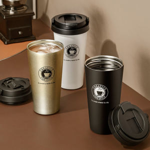 Elegant European Style Stainless Steel Insulated Coffee Cup Personalized Engraving High End Portable Water Bottle for Men And Women